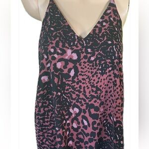 Animal leopard print spaghetti strap halter mini dress XS Three Eighty Two